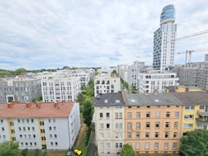 VERMIETET! Bester Skylineblick inkl. +Pool+Sauna im Haus! Schicke 3 Zimmer Wohnung mit Balkon –