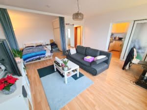 VERMIETET! WOW! TOP SKYLINEBLICK + POOL+SAUNA im Haus! Großes 1 Zimmer Apt. mit Balkon. –