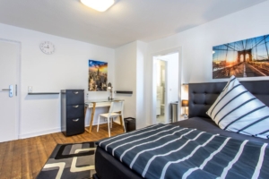 Möbliertes Wohnen auf Zeit! Modern möbliertes 1-Zimmer-Apartment mit Wohnküche – direkt im Ostend – nahe der EZB