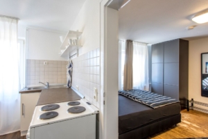 Möbliertes Wohnen auf Zeit! Modern möbliertes 1-Zimmer-Apartment mit Wohnküche – direkt im Ostend – nahe der EZB