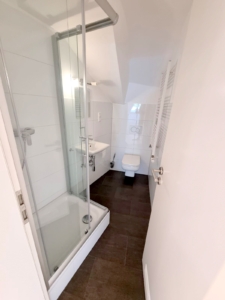 VERMIETET! Stylisch + viel Platz! Sonnige 3-Zimmer DG Wohnung: Kamin – 2 Bäder + Einbauküche – FFM-Fechenheim
