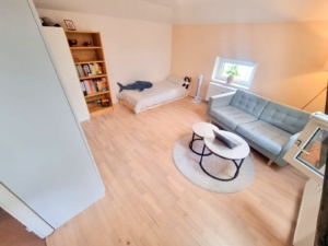 VERMIETET! Altbaucharme pur.: Gemütliches 1 Zimmer Apartment im DG + Wohnküche – zentral im Ostend