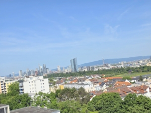 VERMIETET! Ganz oben mit tollem Blick! Neu Renoviert! 3 sonnige Zimmer mit Süd- Balkon + neuer Einbauküche + TG Platz in Oberrad!