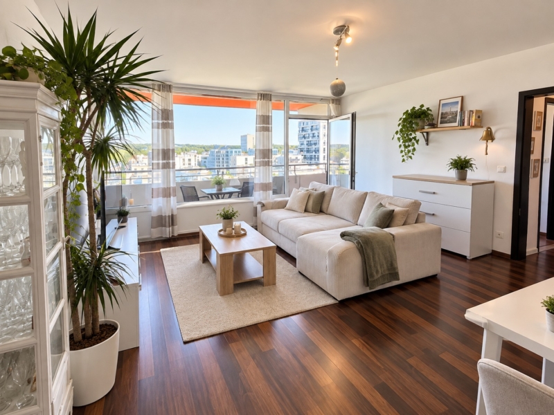 Schicke + lichtdurchflutete 2 Zimmer Wohnung mit großem Südbalkon – Sachsenhausen + POOL+SAUNA im Haus!